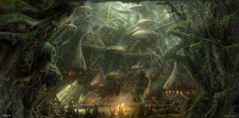 Illustration for article titled Concept art of the Rock Troll realm that was cut from Thor
